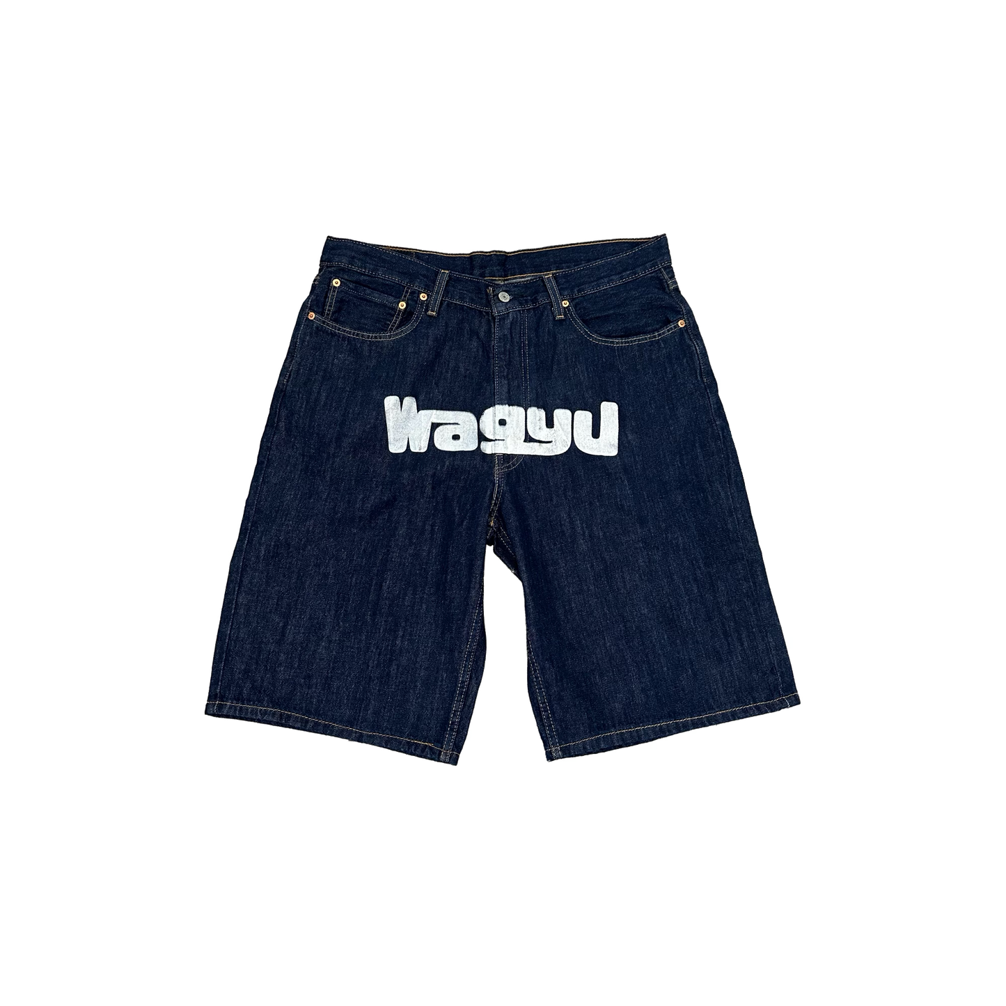 Indigo Logo Denim Shorts