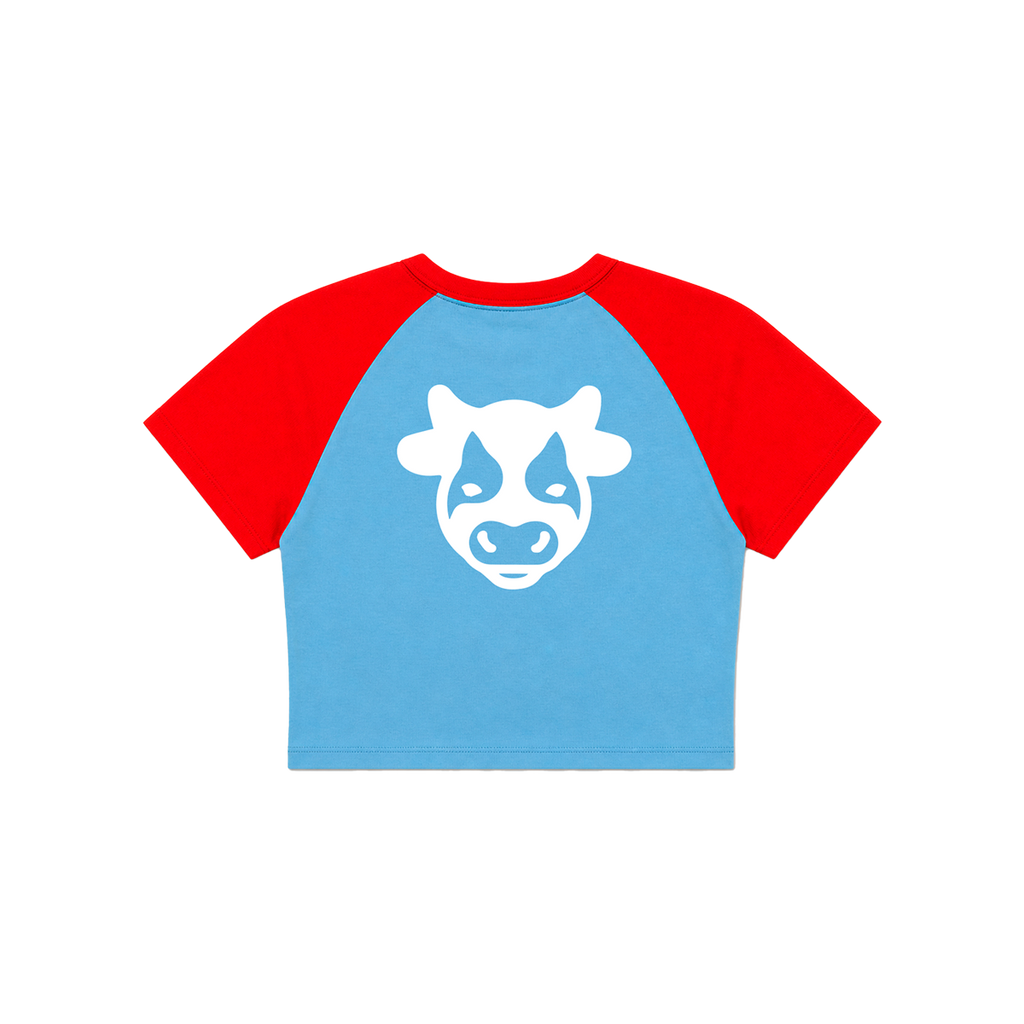 Blue Raglan Crop Top