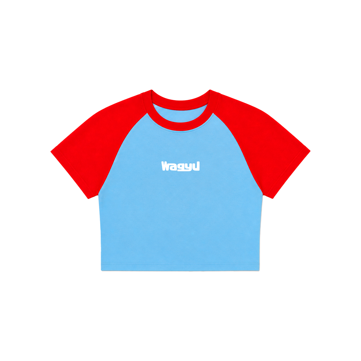 Blue Raglan Crop Top