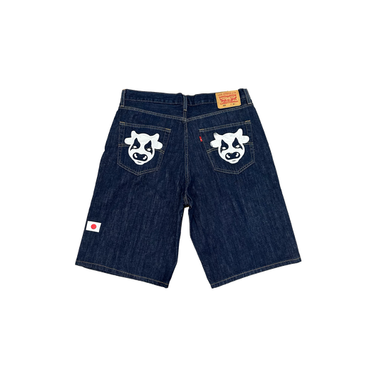 Indigo Logo Denim Shorts