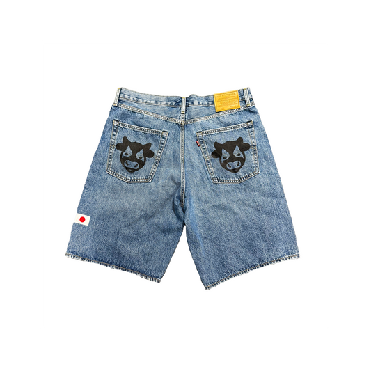 Light Wash Logo Denim Shorts